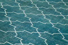 Geometric Carpet Turquoise Geometric Cotton Wool Handmade Area Rug 9'11'' x 13'5''