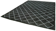 Geometric Carpet Black Geometric Cotton Wool Handmade Area Rug 9'11'' x 12'10''