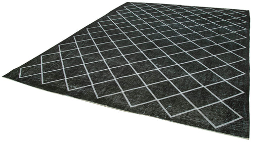 Geometric Carpet Black Geometric Cotton Wool Handmade Area Rug 9'11'' x 12'10''