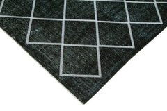 Geometric Carpet Black Geometric Cotton Wool Handmade Area Rug 9'11'' x 12'10''