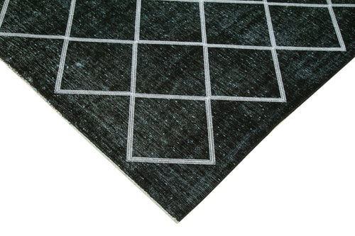 Geometric Carpet Black Geometric Cotton Wool Handmade Area Rug 9'11'' x 12'10''