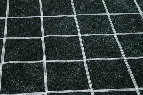 Geometric Carpet Black Geometric Cotton Wool Handmade Area Rug 9'11'' x 12'10''