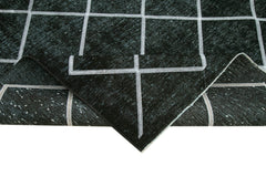 Geometric Carpet Black Geometric Cotton Wool Handmade Area Rug 9'11'' x 12'10''