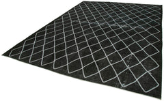 Geometric Carpet Black Geometric Cotton Wool Handmade Area Rug 9'7'' x 12'10''