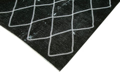 Geometric Carpet Black Geometric Cotton Wool Handmade Area Rug 9'7'' x 12'10''