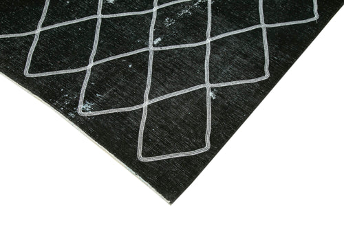 Geometric Carpet Black Geometric Cotton Wool Handmade Area Rug 9'7'' x 12'10''