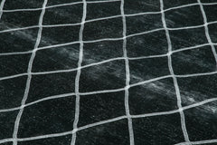 Geometric Carpet Black Geometric Cotton Wool Handmade Area Rug 9'7'' x 12'10''