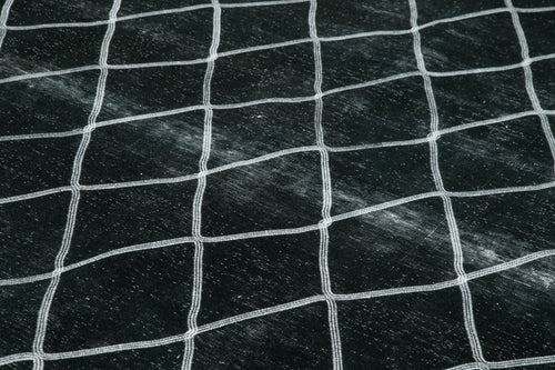 Geometric Carpet Black Geometric Cotton Wool Handmade Area Rug 9'7'' x 12'10''