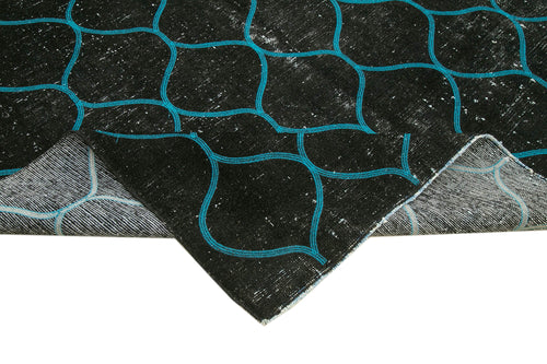 Geometric Carpet Black Geometric Cotton Wool Handmade Area Rug 10'3'' x 13'4''