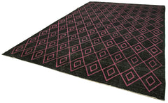 Geometric Carpet Black Geometric Cotton Wool Handmade Area Rug 9'4'' x 13'6''