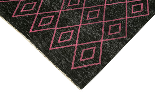 Geometric Carpet Black Geometric Cotton Wool Handmade Area Rug 9'4'' x 13'6''