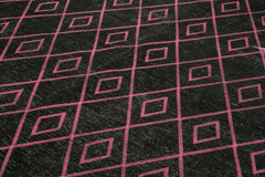 Geometric Carpet Black Geometric Cotton Wool Handmade Area Rug 9'4'' x 13'6''