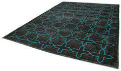 Geometric Carpet Black Geometric Cotton Wool Handmade Area Rug 9'9'' x 13'0''