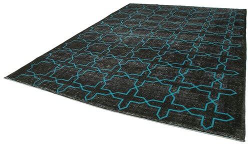 Geometric Carpet Black Geometric Cotton Wool Handmade Area Rug 9'9'' x 13'0''