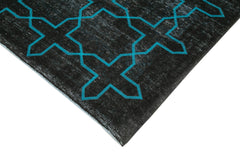 Geometric Carpet Black Geometric Cotton Wool Handmade Area Rug 9'9'' x 13'0''
