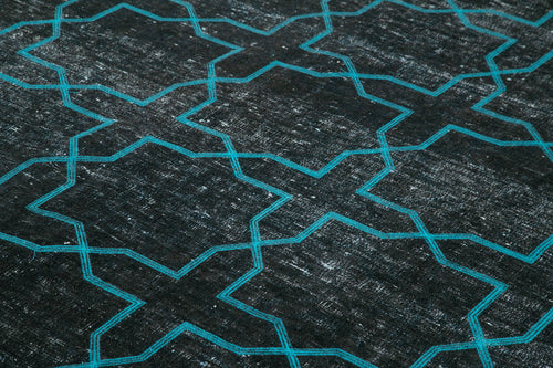 Geometric Carpet Black Geometric Cotton Wool Handmade Area Rug 9'9'' x 13'0''