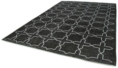 Geometric Carpet Black Geometric Cotton Wool Handmade Area Rug 8'11'' x 12'11''