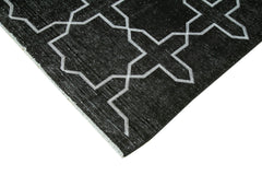Geometric Carpet Black Geometric Cotton Wool Handmade Area Rug 8'11'' x 12'11''