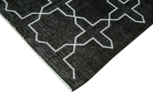 Geometric Carpet Black Geometric Cotton Wool Handmade Area Rug 8'11'' x 12'11''