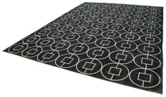Geometric Carpet Black Geometric Cotton Wool Handmade Area Rug 10'0'' x 13'4''