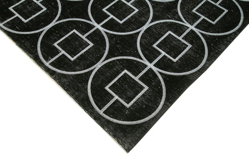 Geometric Carpet Black Geometric Cotton Wool Handmade Area Rug 10'0'' x 13'4''
