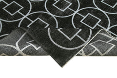 Geometric Carpet Black Geometric Cotton Wool Handmade Area Rug 10'0'' x 13'4''