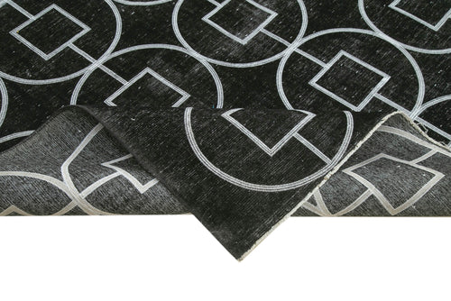 Geometric Carpet Black Geometric Cotton Wool Handmade Area Rug 10'0'' x 13'4''