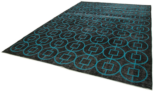 Geometric Carpet Black Geometric Cotton Wool Handmade Area Rug 9'7'' x 13'9''