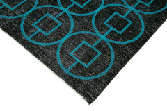 Geometric Carpet Black Geometric Cotton Wool Handmade Area Rug 9'7'' x 13'9''