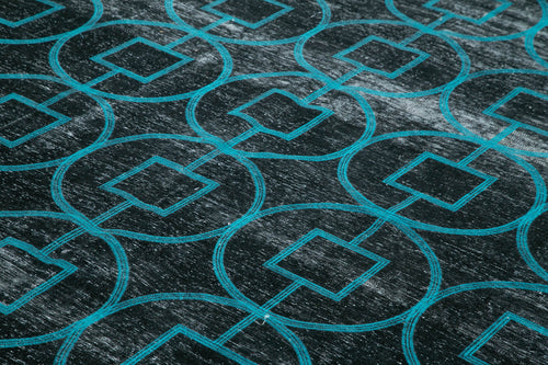 Geometric Carpet Black Geometric Cotton Wool Handmade Area Rug 9'7'' x 13'9''