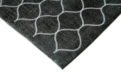 Geometric Carpet Black Geometric Cotton Wool Handmade Area Rug 9'6'' x 12'11''