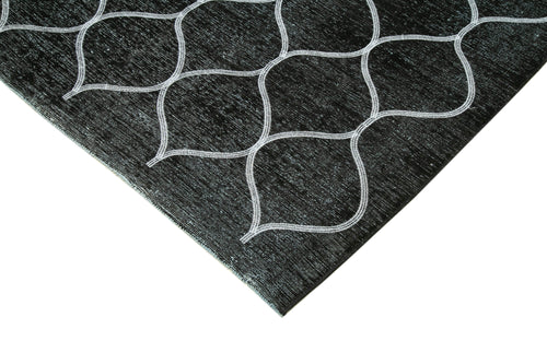 Geometric Carpet Black Geometric Cotton Wool Handmade Area Rug 9'6'' x 12'11''