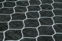 Geometric Carpet Black Geometric Cotton Wool Handmade Area Rug 9'6'' x 12'11''
