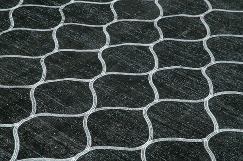 Geometric Carpet Black Geometric Cotton Wool Handmade Area Rug 9'6'' x 12'11''