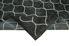 Geometric Carpet Black Geometric Cotton Wool Handmade Area Rug 9'6'' x 12'11''
