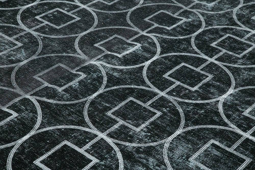 Geometric Carpet Black Geometric Cotton Wool Handmade Area Rug 9'11'' x 12'4''