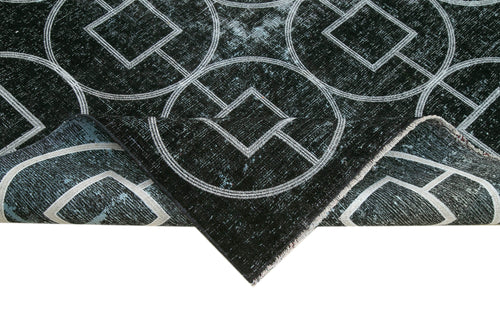 Geometric Carpet Black Geometric Cotton Wool Handmade Area Rug 9'11'' x 12'4''