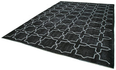 Geometric Carpet Black Geometric Cotton Wool Handmade Area Rug 9'5'' x 13'0''