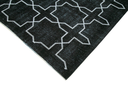 Geometric Carpet Black Geometric Cotton Wool Handmade Area Rug 9'5'' x 13'0''
