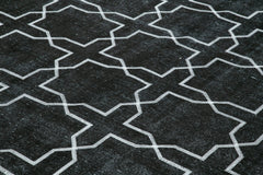 Geometric Carpet Black Geometric Cotton Wool Handmade Area Rug 9'5'' x 13'0''