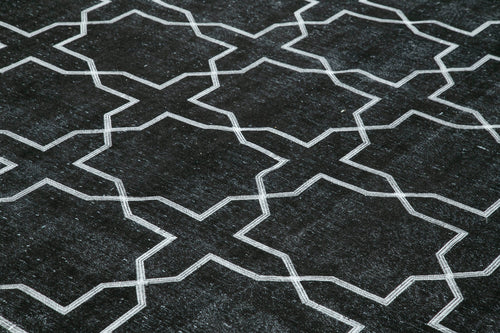 Geometric Carpet Black Geometric Cotton Wool Handmade Area Rug 9'5'' x 13'0''