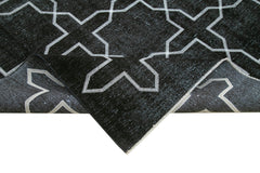 Geometric Carpet Black Geometric Cotton Wool Handmade Area Rug 9'5'' x 13'0''