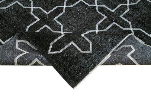 Geometric Carpet Black Geometric Cotton Wool Handmade Area Rug 9'5'' x 13'0''