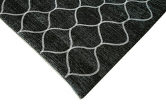 Geometric Carpet Black Geometric Cotton Wool Handmade Area Rug 9'5'' x 13'1''