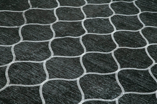 Geometric Carpet Black Geometric Cotton Wool Handmade Area Rug 9'5'' x 13'1''