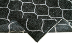 Geometric Carpet Black Geometric Cotton Wool Handmade Area Rug 9'5'' x 13'1''