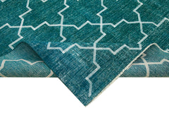 Geometric Carpet Turquoise Geometric Cotton Wool Handmade Area Rug 9'5'' x 12'10''