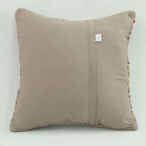 Wool Decorative Pillow – Handwoven Beige Ethnic Cushion Cover 1.6x1.6 with Zipper