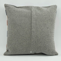 Wool Decorative Pillow - Emel Navy Ethnic Cushion Cover 18x18 with Zipper