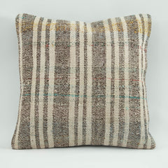 Wool Decorative Pillow - Emel Brown Ethnic Handmade Zipper Pillow Case 18x18